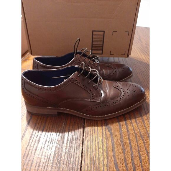 Mens Size 7 Bruno Marc Brown William 2 Leather Oxford Dress Shoes - Picture 2 of 8